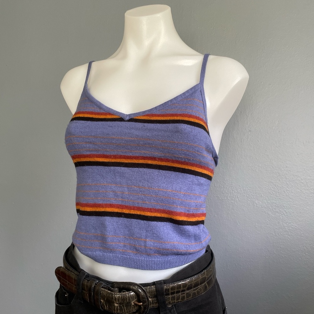Striped Wool Blend Crop Tank Top